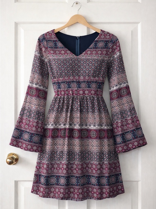 Design Lab Lord & Taylor Dresses & Skirts - NWT Design Lab Lord & Taylor Boho Geometric Bell Sleeve Dress